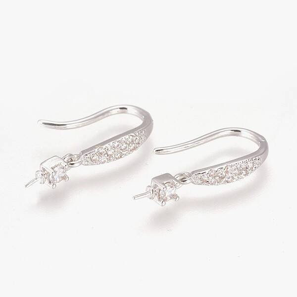 Brass Micro Pave Cubic Zirconia Earring Hooks