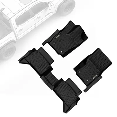 Floor Mats for Toyota Tacoma Double Cab 2024-2025 Auto Trans W/ Under-Seat Storage (NOT for Hybrid), Custom Fit TPE All Weath...