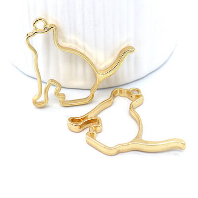 Alloy Open Back Bezel Cat Shape Pendants