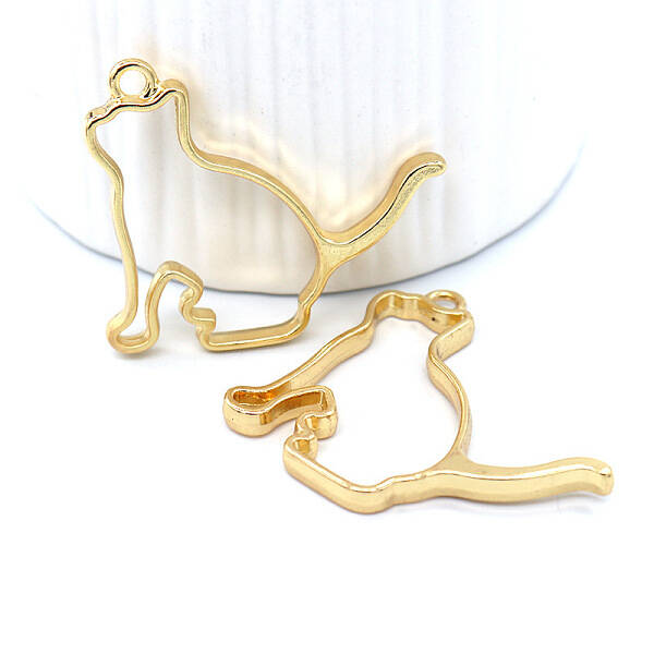 Alloy Open Back Bezel Cat Shape Pendants