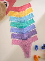 Women's Solid Color Lace Thong, Breathable Comfortable Sexy Panty for Daily Wear, Women's Underwear for Summer, Womenswear, S...