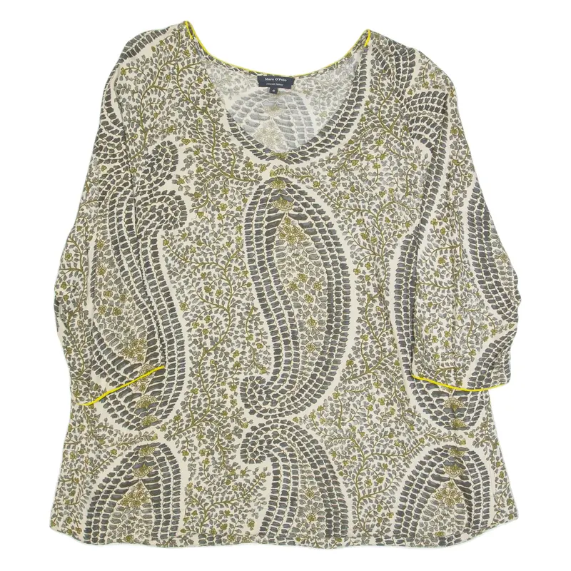 MARC O'POLO Womens Printed Top Brown 3/4 Sleeve Floral M