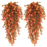 Artificial Hanging Flowers, Fake Plants Outdoor, Decorative Silk Morning Glory Faux Flowers with Eucalyptus Leaves, UV Resist...