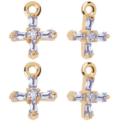 10Pcs Brass Clear Cubic Zirconia Tiny Cross Charms