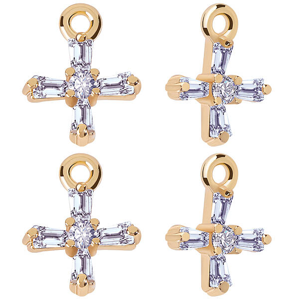10Pcs Brass Clear Cubic Zirconia Tiny Cross Charms