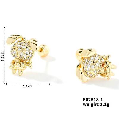 Delicate Cartoon Daily Commute Brass Pave Clear Cubic Zirconia Cartilage Earrings