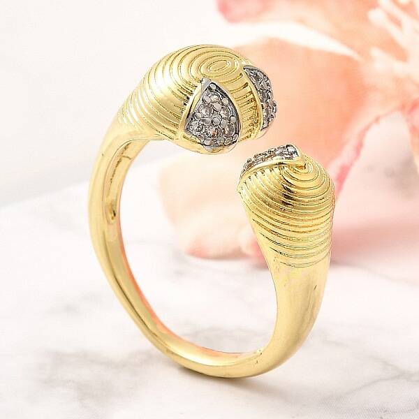 Brass Micro Pave Clear Cubic Zirconia Cuff Rings