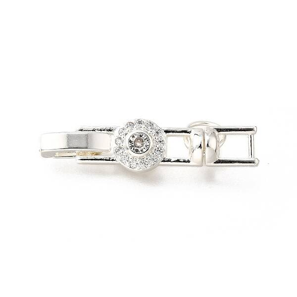 Brass Micro Pave Clear Cubic Zirconia Fold Over Clasps