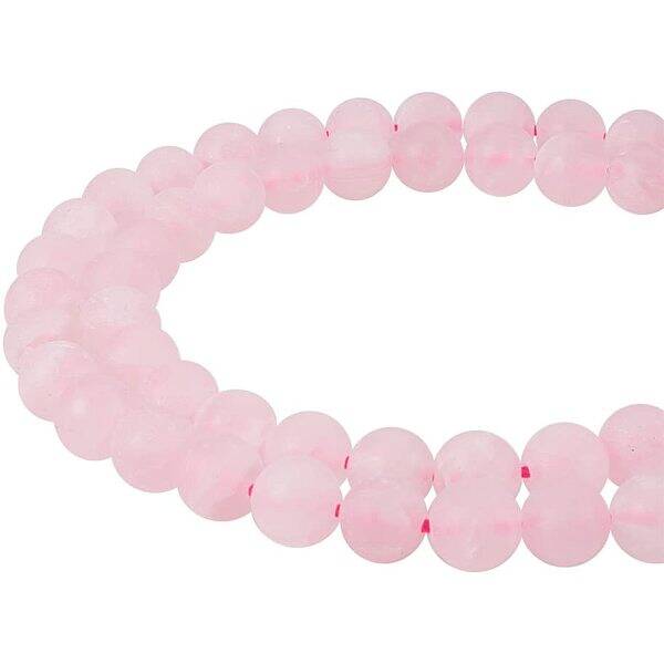 Frosted Natural Rose Quartz Bead Strands