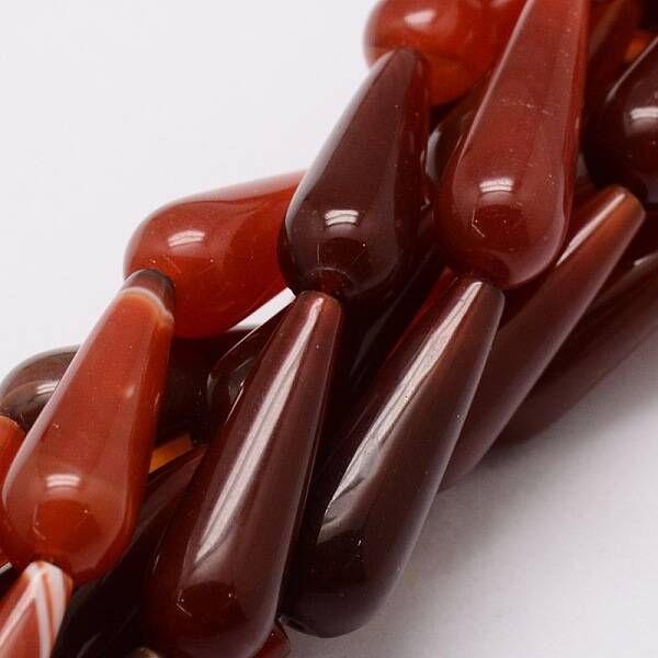 Dyed Natural Carnelian Teardrop Beads Strands