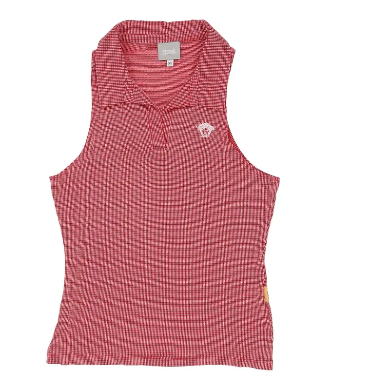 Versace Jeans Couture Polo Top - Medium Red Cotton | Size: medium