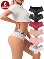 Women's Heart & Leopard Print Panty, Soft Comfy Breathable Knicker for Daily Wear, Underwear for All Seasons