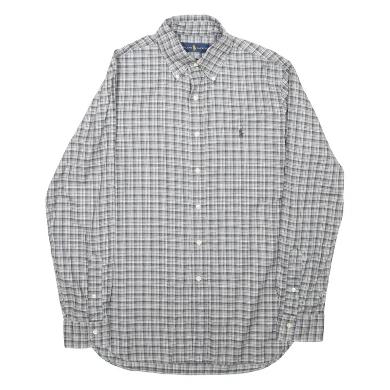 RALPH LAUREN Mens Shirt Grey Check Long Sleeve S