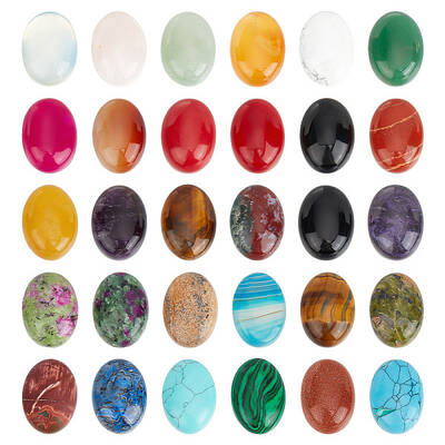 30Pcs 30 Styles Natural & Synthetic Mixed Gemstone Cabochons