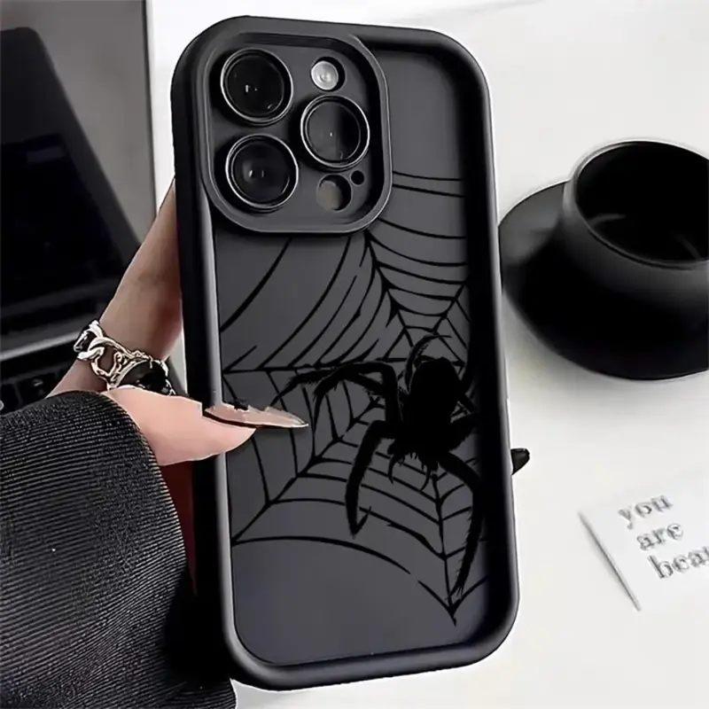 Spider Web Pattern Phone Case, 1 Count Full Coverage Camera Protect Shockproof Cases Cover Phone Cases, Drop Protection Phon...