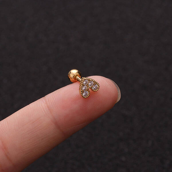 Brass Micro Pave Clear Cubic Zirconia Cartilage Earrings for Women