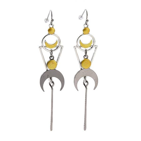 Alloy Geometry with Moon Dangle Earrings