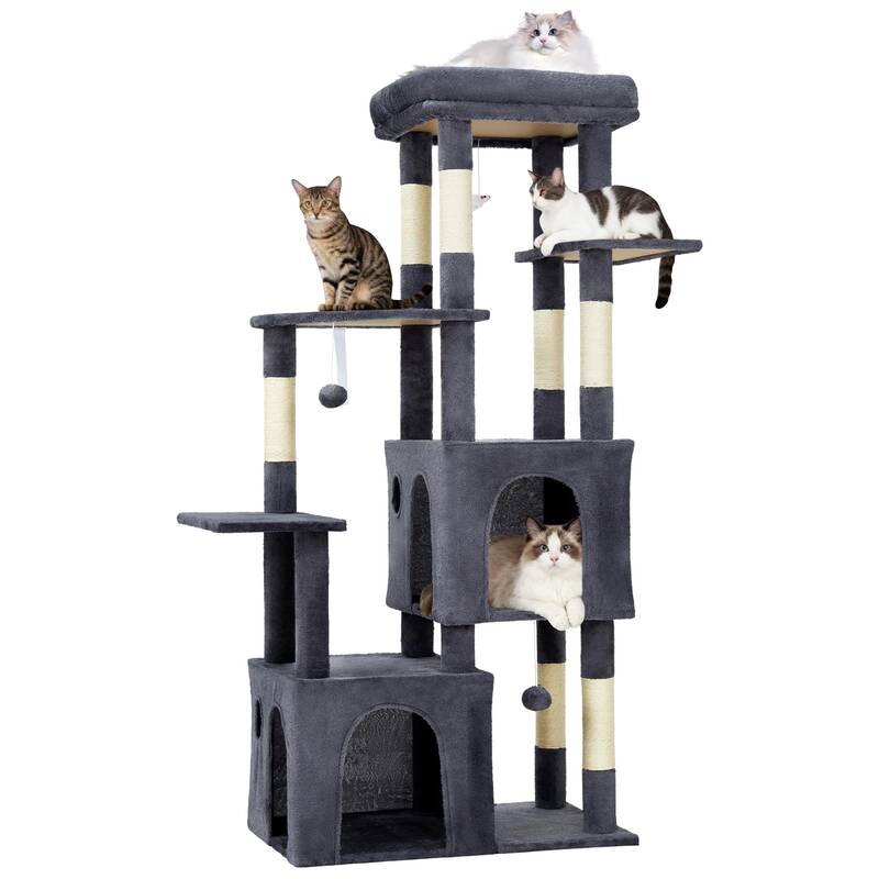 Garvee 61 Multi-Level Cat Tree for Indoor Cats, Heavy-Duty Tower for Large Adult & Maine Coon Cats with Oversized Perch, Dua...