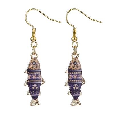 Light Gold Alloy Enamel Dangle Earrings