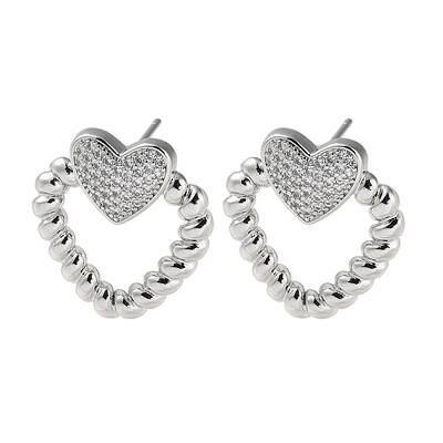 Brass Pave Cubic Zirconia Stud Earrings