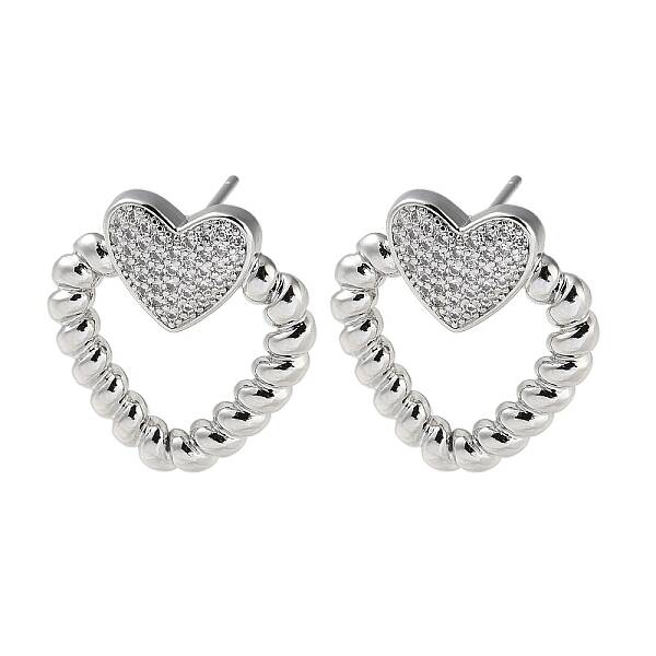 Brass Pave Cubic Zirconia Stud Earrings