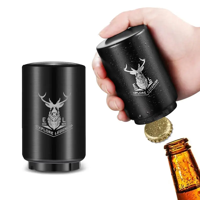 Premium Magnetic Beer Bottle Opener, 1 Count Stainless Steel No-Slip&Push-Down Quick Open Cap Beer Opener for Home Kitchen Ha...