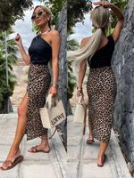 Women's Leopard Print Skirt, 1 Count Fashion Casual Fitted Skirt for Daily Outdoor Wear, Ladies Bottoms for All Seasons, Wome...