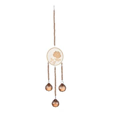 Flat Round & Rose Hanging Crystal Chandelier Pendant