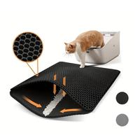 Double Layer Non-Slip Washable Cat Litter Mat, 27x47 Inches Extra Large Honeycomb Urine & Waterproof Trapping Mat for Kitty L...