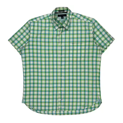 Tommy Hilfiger Checked Short Sleeve Shirt - Large Green Cotton