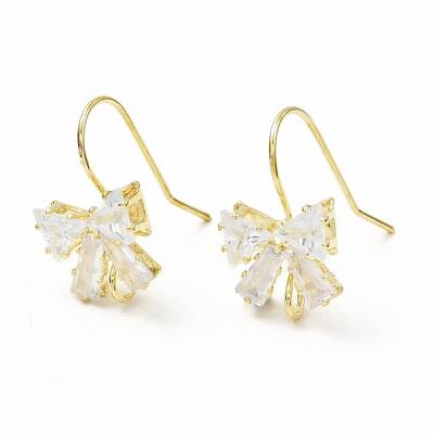 Brass Micro Pave Clear Cubic Zirconia Earring Hooks
