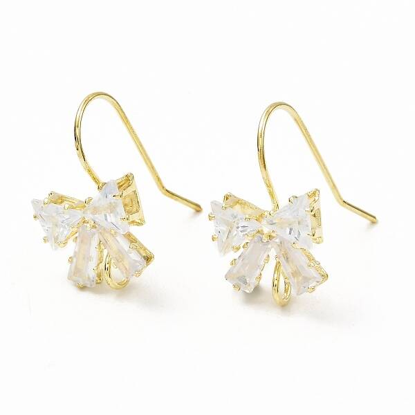 Brass Micro Pave Clear Cubic Zirconia Earring Hooks