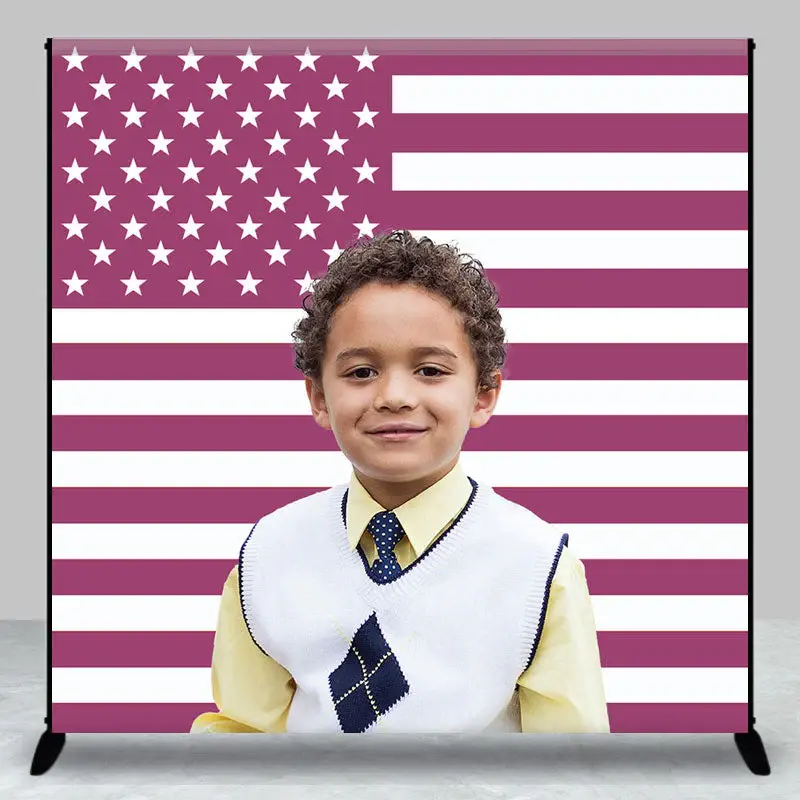 Purple American Flag Custom Photo Backdrop For Kid