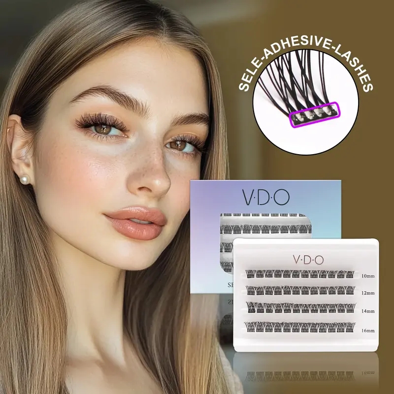 V · D · O Segmental Self-Adhesive Lashes - DIY lashes clusters kit, No Glue Needed, Dramatic Look, 12-14-16 Mixed,lashes ex...