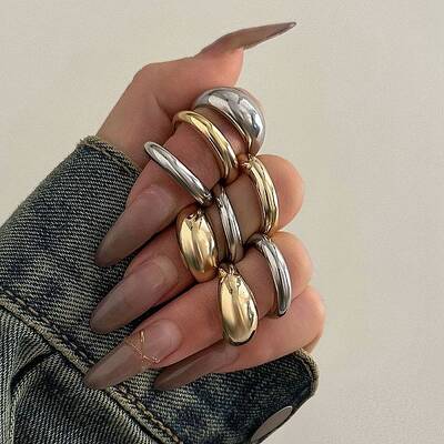 8Pcs Alloy Open Cuff Rings Kit for Women