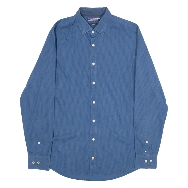 TOMMY HILFIGER Slim Fit Mens Shirt Blue Long Sleeve M
