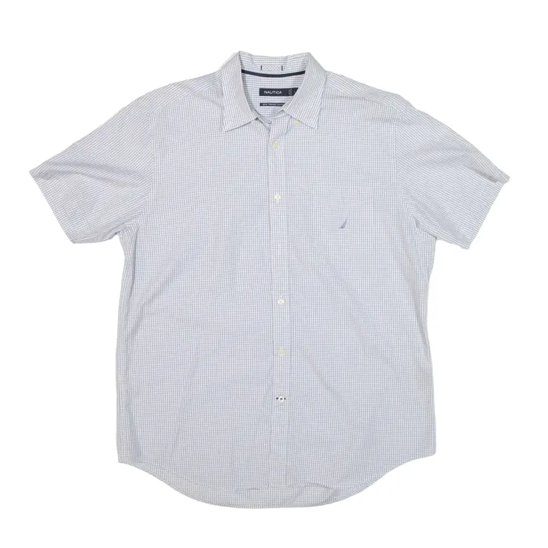NAUTICA Shirt Blue Check Short Sleeve Mens L