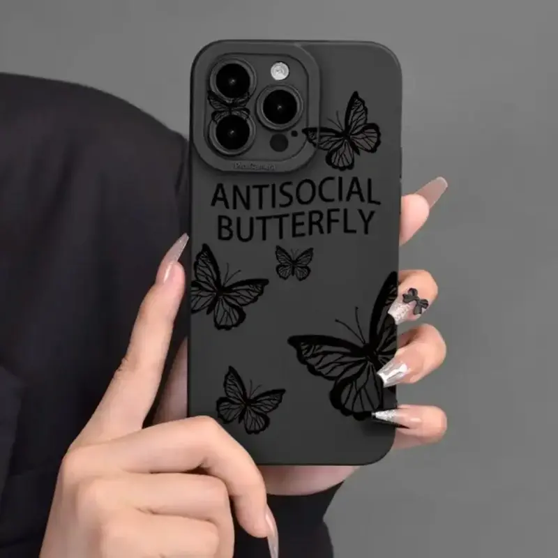 Butterfly Pattern Phone Case, Wear-resistant Anti-fall Decorative Phone Protector Cover, Phone Accessories Compatible With iP...