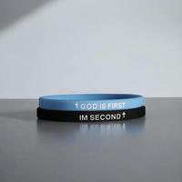 God Is First Bracelet I Am Second, Silicone Elastic Rubber Bracelet Wristbands Inspirational Motivational Bible Verses Jewelr...
