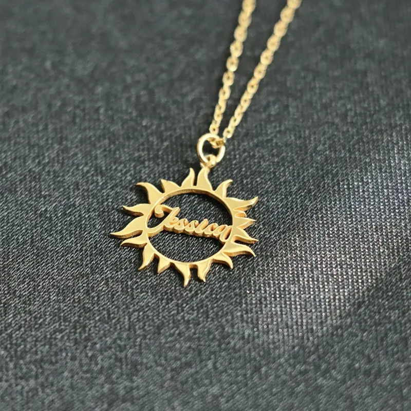 Sun Necklace - Minimalist Necklace, Name Necklace - Personalized Name Necklace - Gold Name Necklace - Mothers Day Gift, Perfe...