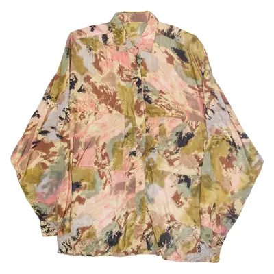 Shirt Brown Crazy Pattern Long Sleeve Womens L