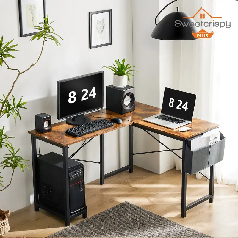 L Shaped Desk - Computer Desk Corner Desks Gaming  PC Table with CPU Stand Side Bag for Home Office Dorm Sturdy Writing Works...