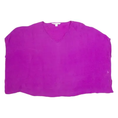 DIANE VON FURSTENBERG Womens Oversized Top Purple V-Neck Silk S