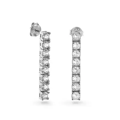 Again jewelry Elegant Silver Drop Earrings with Zirconia AJNS0001