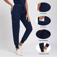 Women Yoga-Style Scrub Pants - Soft Stretch Fabric, Slim Fit Joggers with 5 Pockets