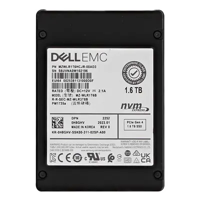 Dell H8GHV | 1.6TB Triple-Level Cell PCI Express NVMe 4.0 x4 Mixed Use U.2 2.5-Inch Solid State Drive