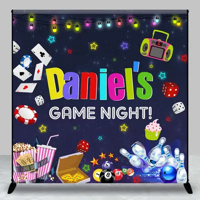 Game Night Card Popcorn Custom Birthday Backdrop - Aperturee