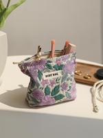 Floral Pattern Makeup Bag, Portable Zipper Cosmetic Storage Bag, Zipper Makeup Organizer Pouch, Versatile Storage Bag for Ski...