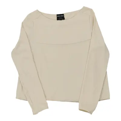 Giorgio Armani Long Sleeve Top - Large Cream Cashmere | Size: large