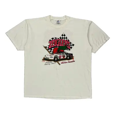 Racing Made In Usa Jerzees Graphic T-Shirt - 2XL Cream Cotton Blend